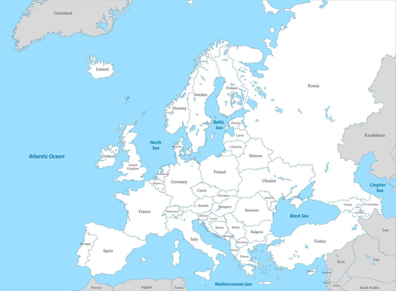 Political map of Europe with borders vector