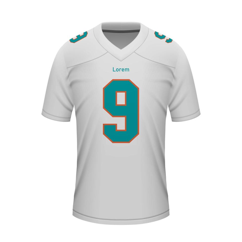 realista fútbol americano lejos jersey miami, camisa modelo vector