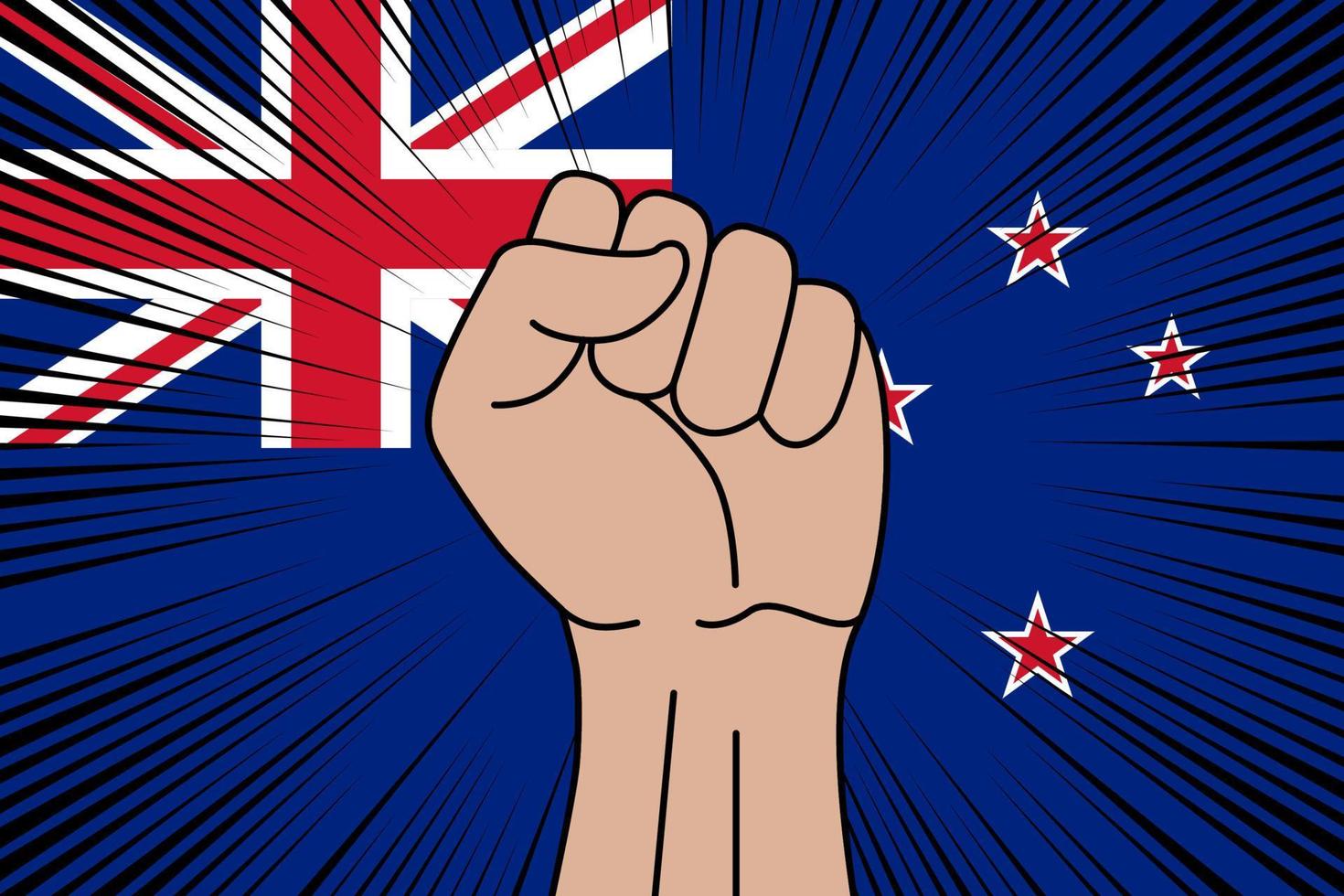 humano puño apretado símbolo en bandera de nuevo Zelanda vector