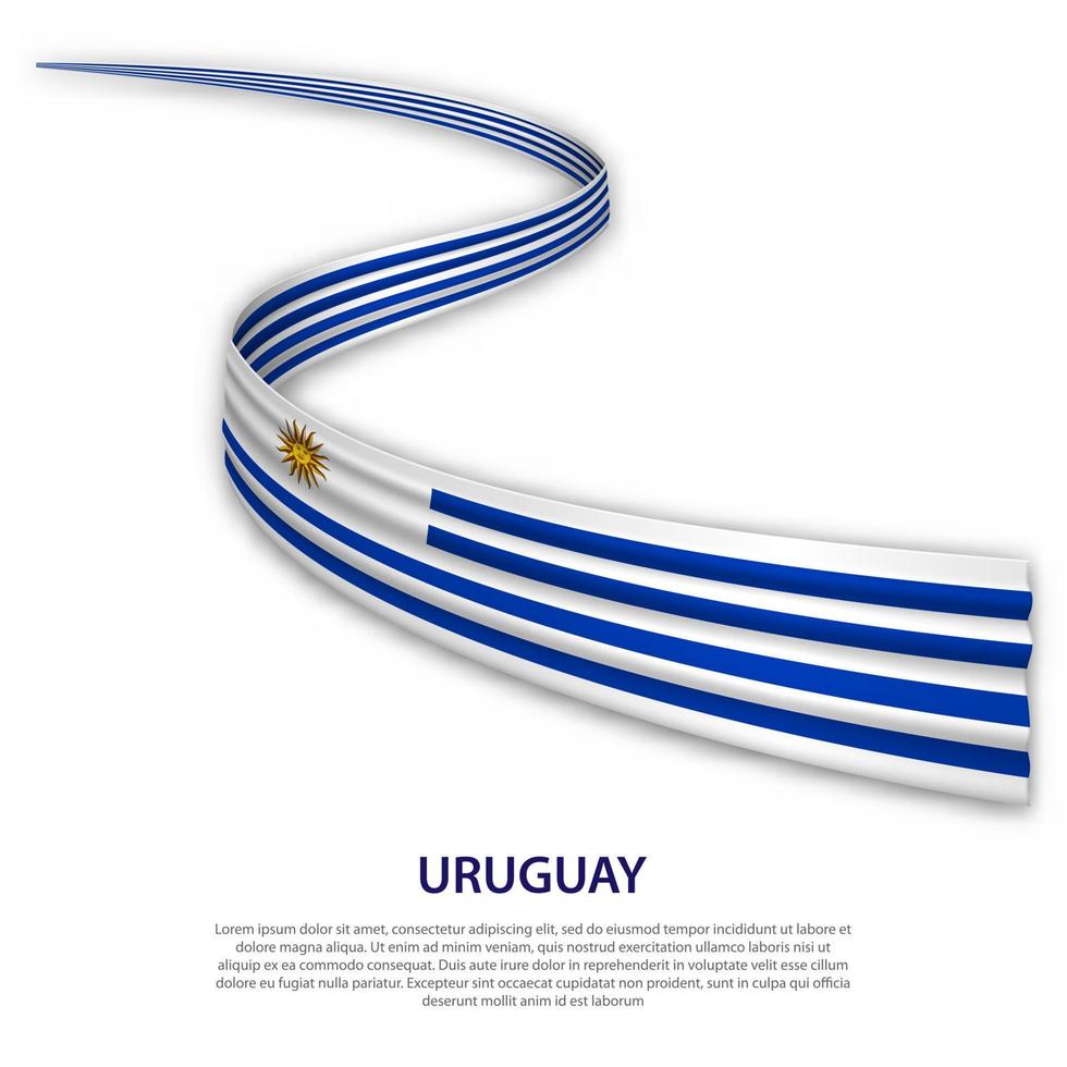 Waving ribbon or banner with flag of Uruguay vector