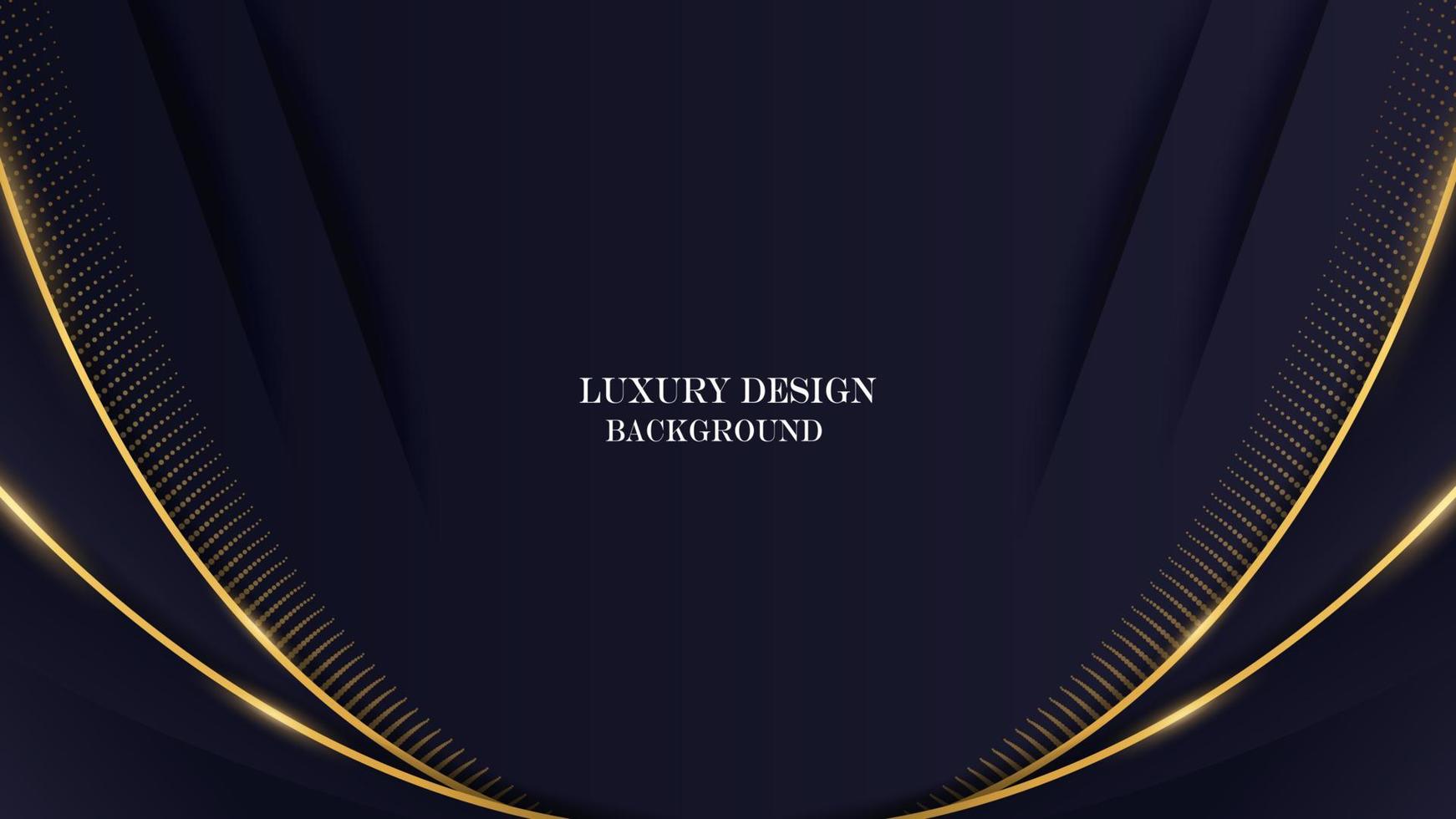 luxury abstract dark blue color background vector with shiny gold line and dots. luxury elegant theme design