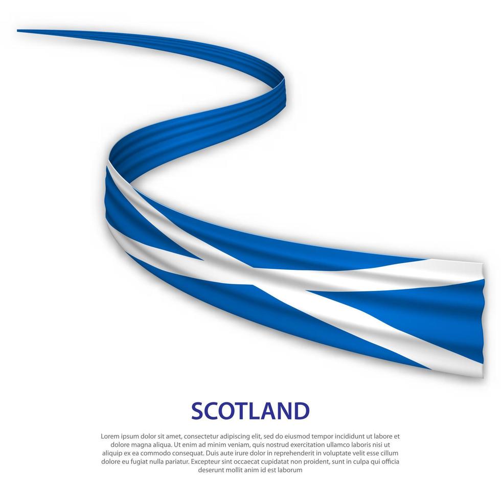 Waving ribbon or banner with flag of Scotland vector