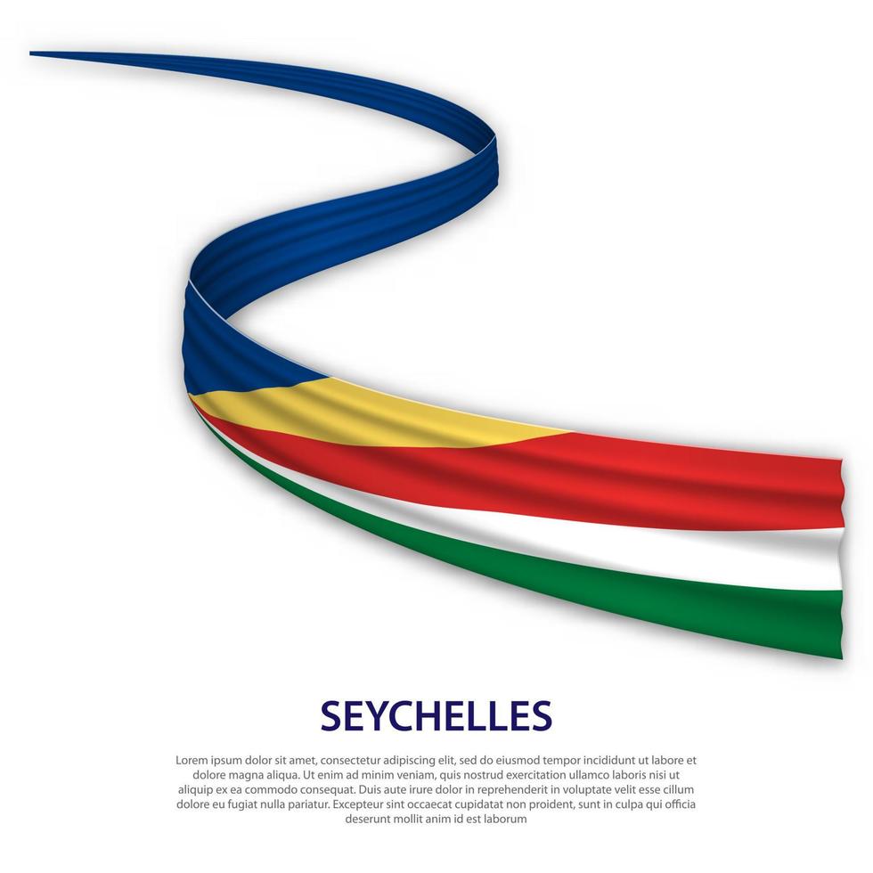 Waving ribbon or banner with flag of Seychelles vector