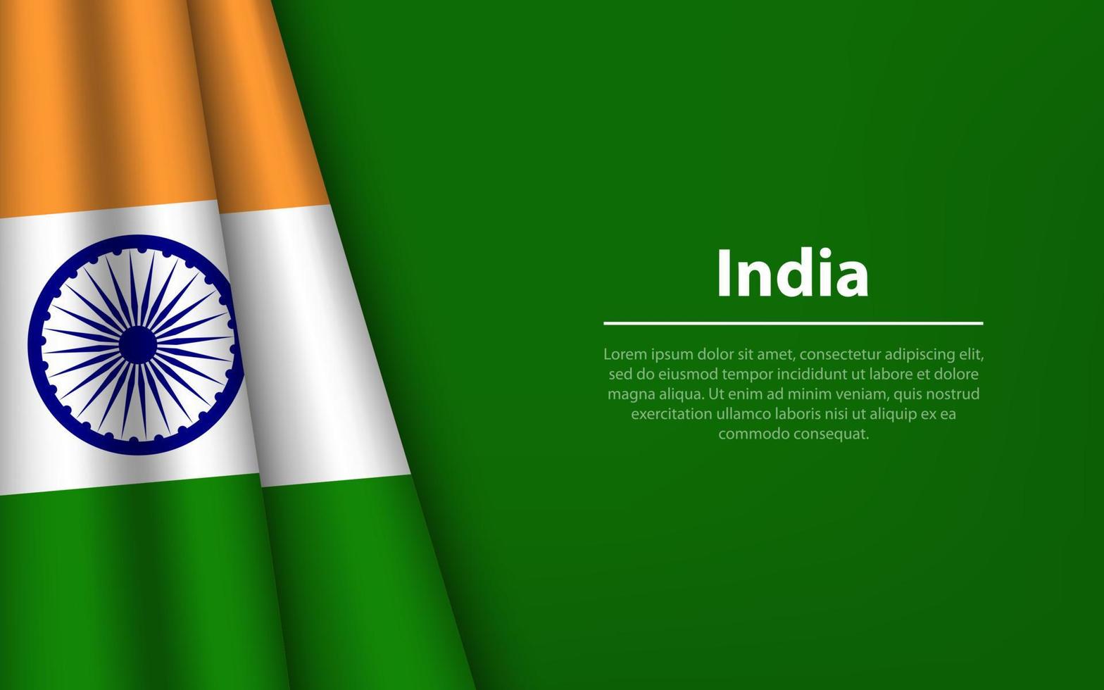 Wave flag of India with copyspace background. vector