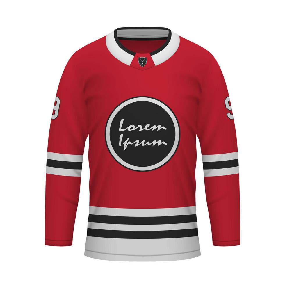 Realistic Ice Hockey shirt of Chicago, jersey template vector