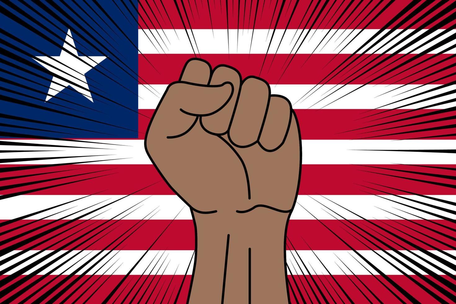 Human fist clenched symbol on flag of Liberia vector