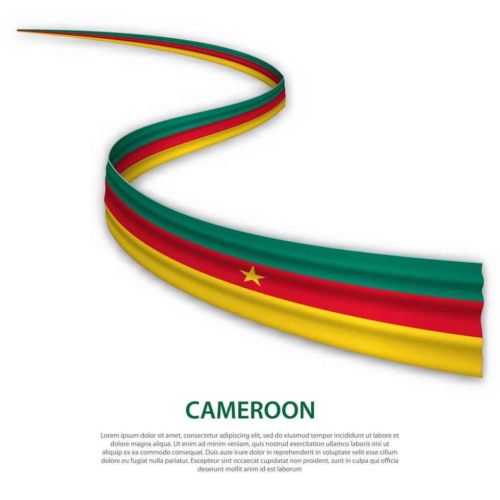 Waving ribbon or banner with flag of Cameroon vector