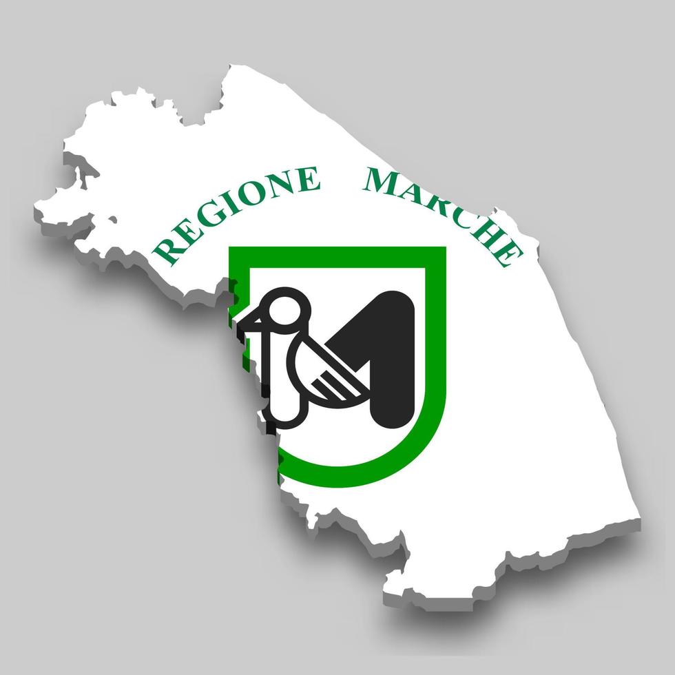 3d isometric Map of Marche is a region of Italy vector