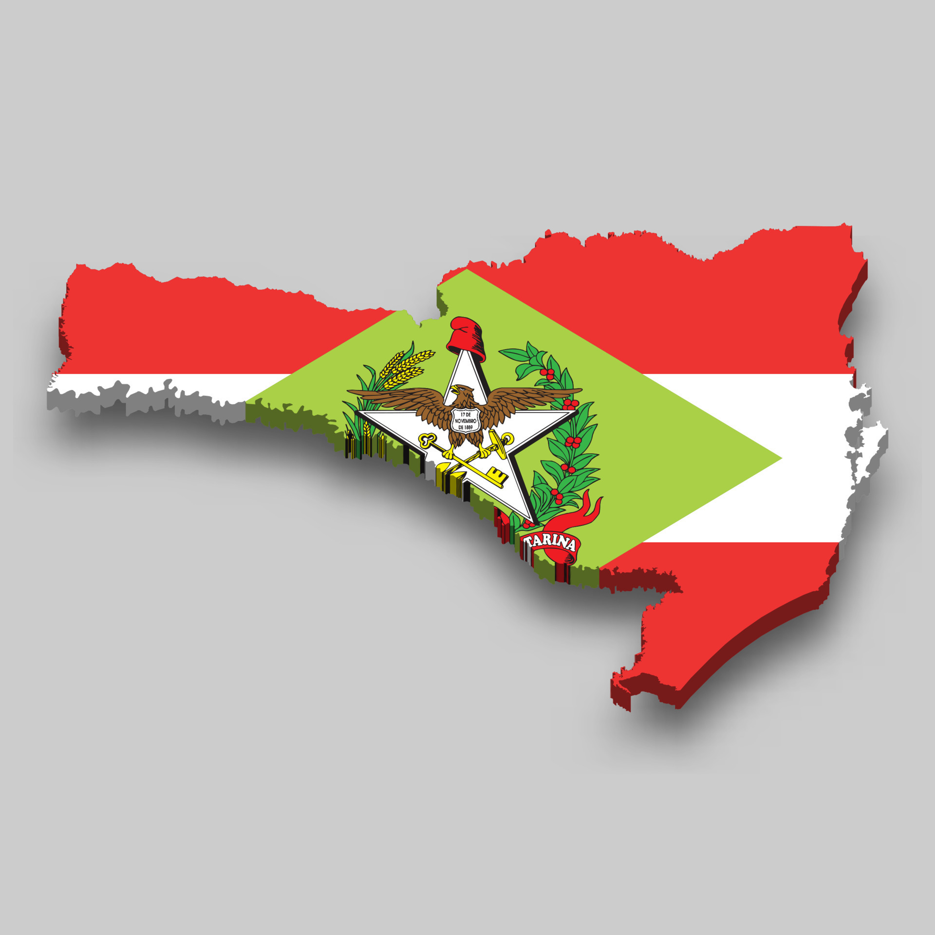 3d isometric Map of Santa Catarina with flag 22755357 Vector Art at