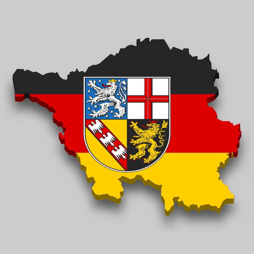 3d isometric Map of Saarland is a state of Germany vector