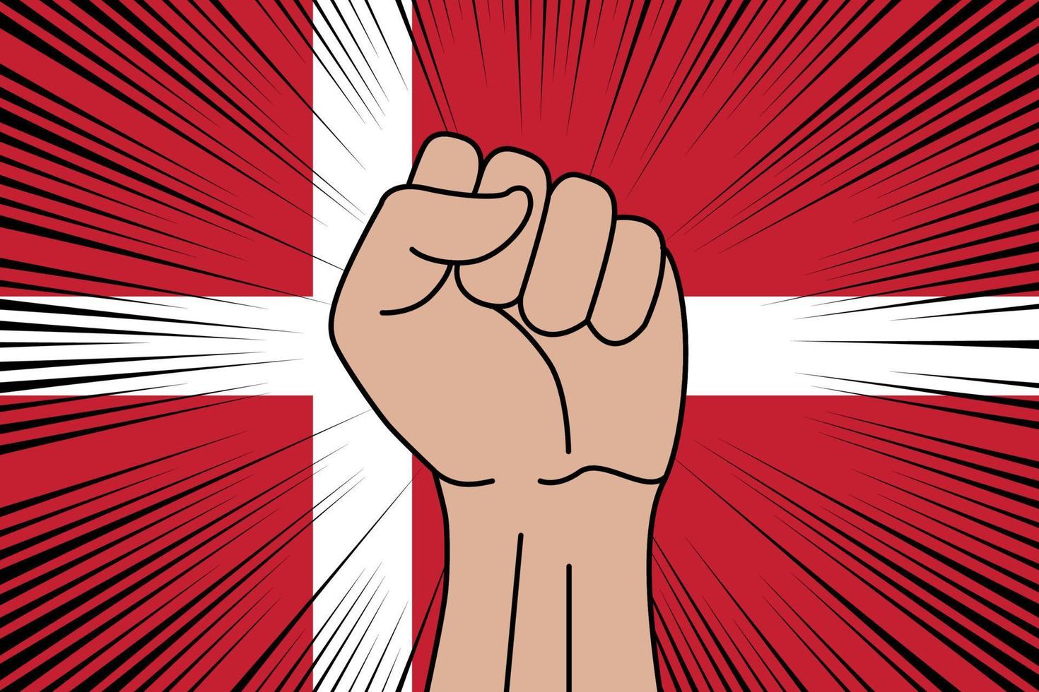 Human fist clenched symbol on flag of Denmark vector
