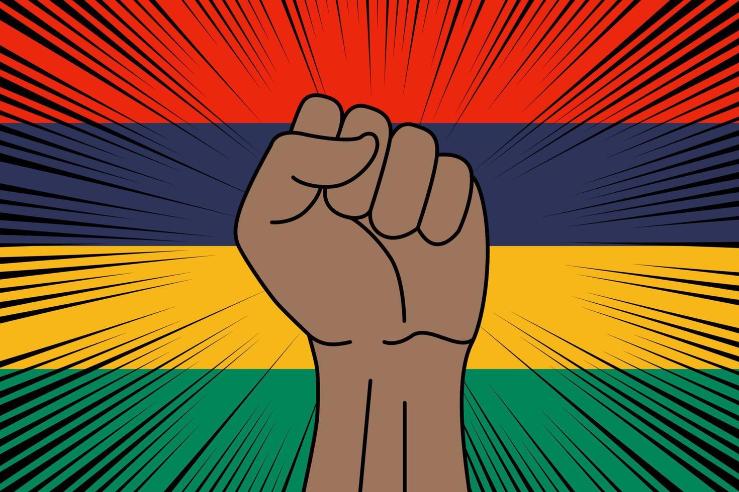 Human fist clenched symbol on flag of Mauritius vector