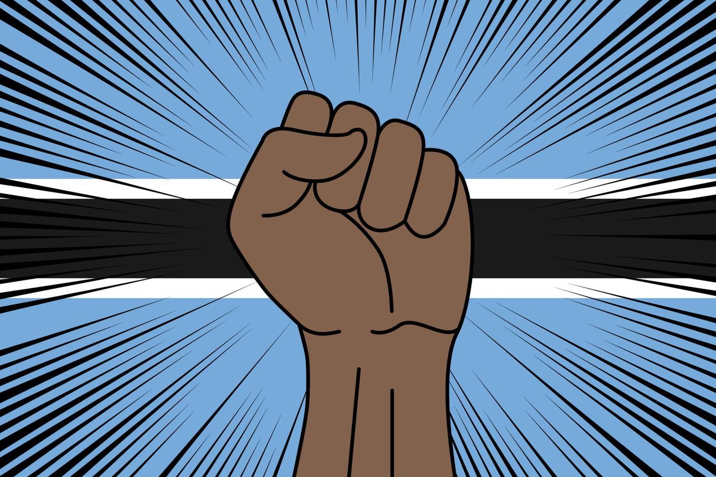 Human fist clenched symbol on flag of Botswana vector