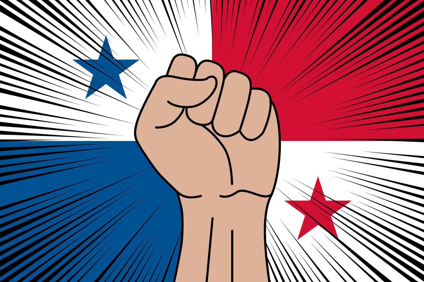 Human fist clenched symbol on flag of Panama vector