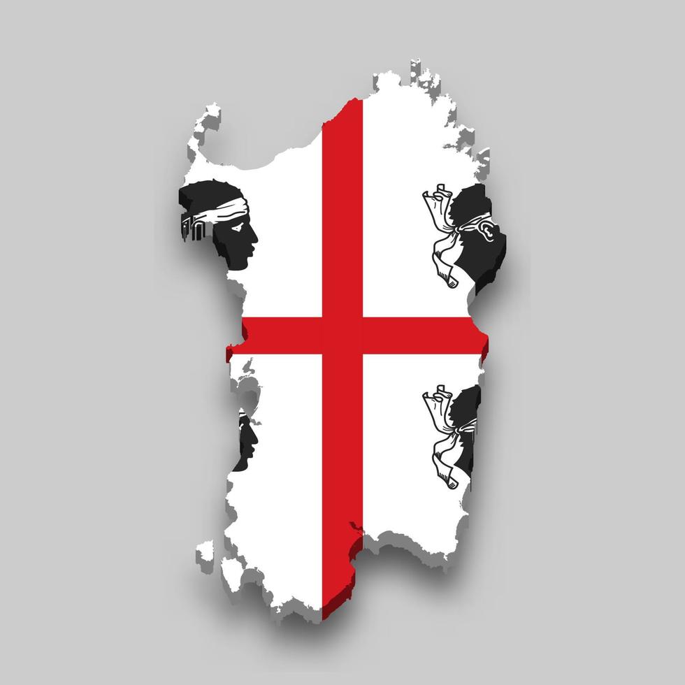 3d isometric Map of Sardinia is a region of Italy vector