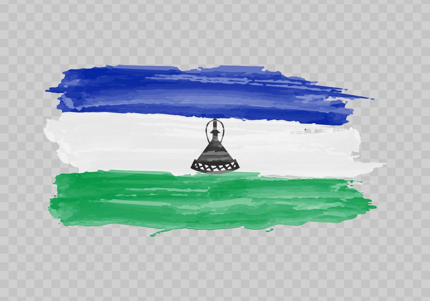 Watercolor painting flag of Lesotho vector