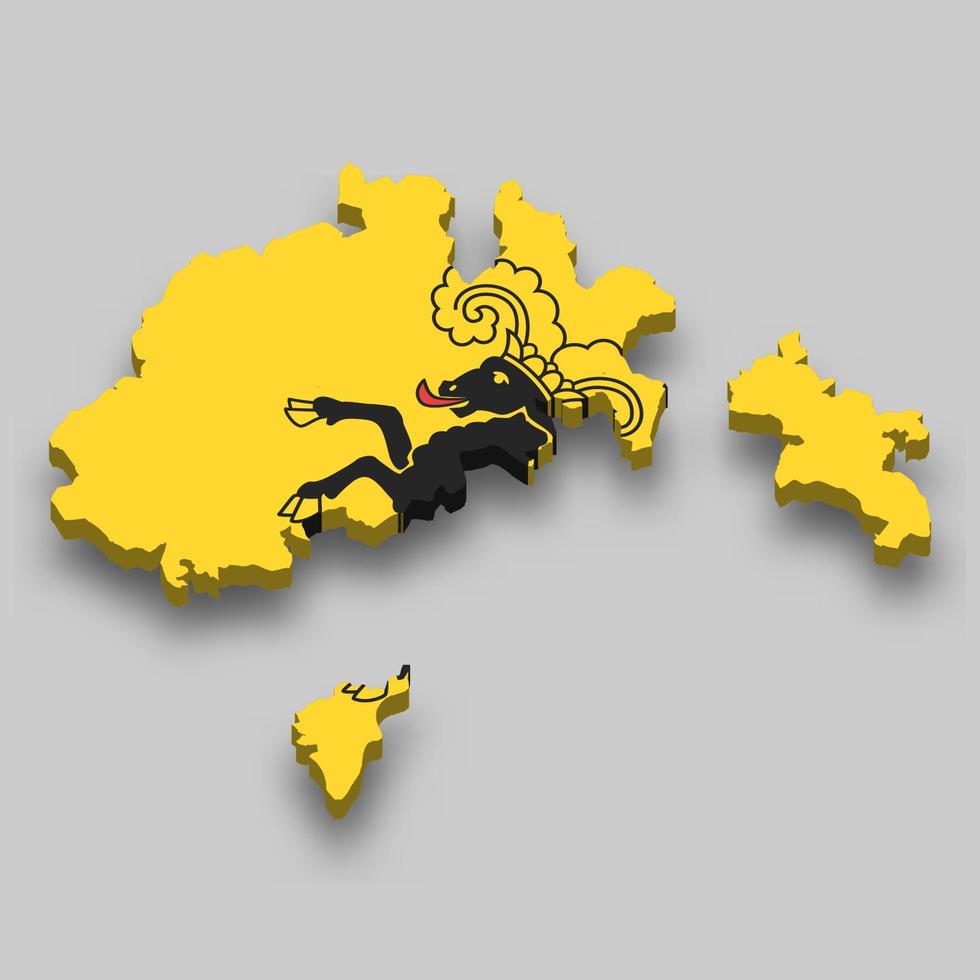 3d isométrica mapa de Schaffhausen es un región de Suiza vector