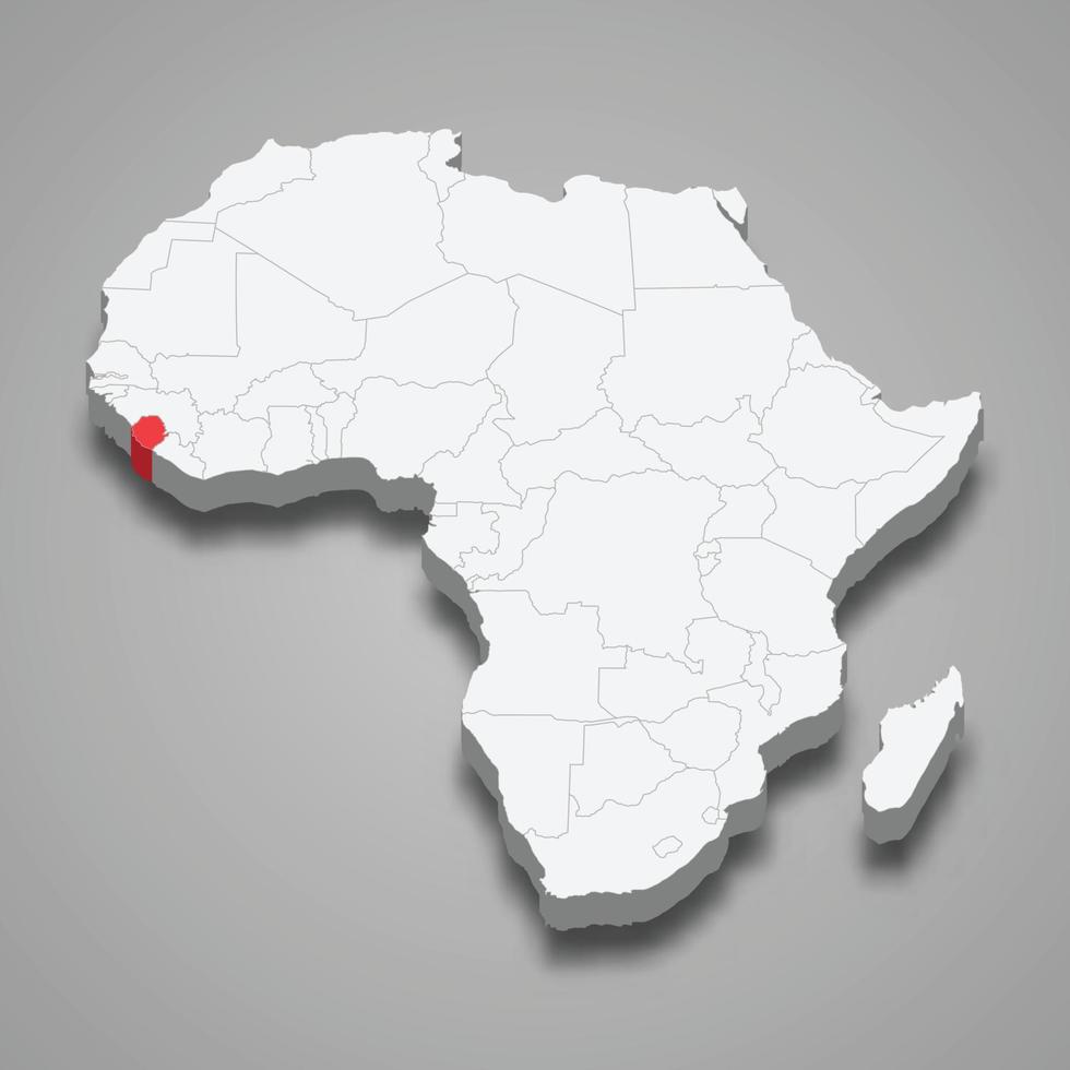 country location within Africa. 3d map Sierra Leone vector