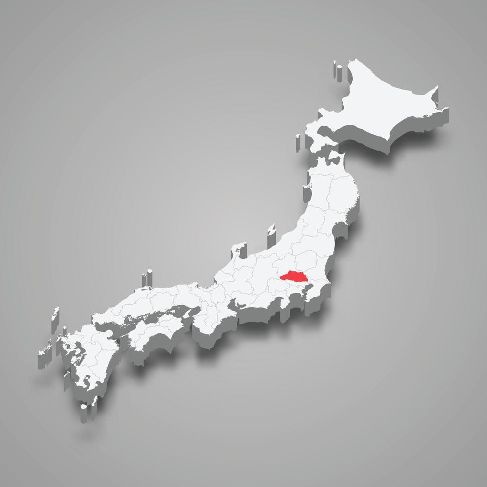 Saitama region location within Japan 3d map vector