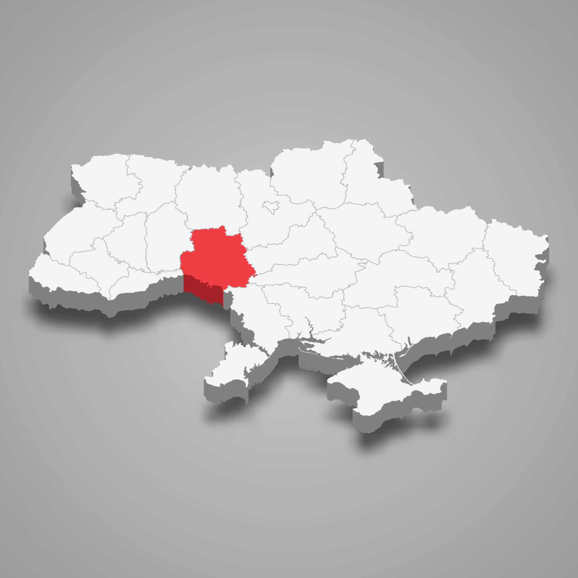 Vinnytsia Oblast. Region location within Ukraine 3d map 22755469 Vector