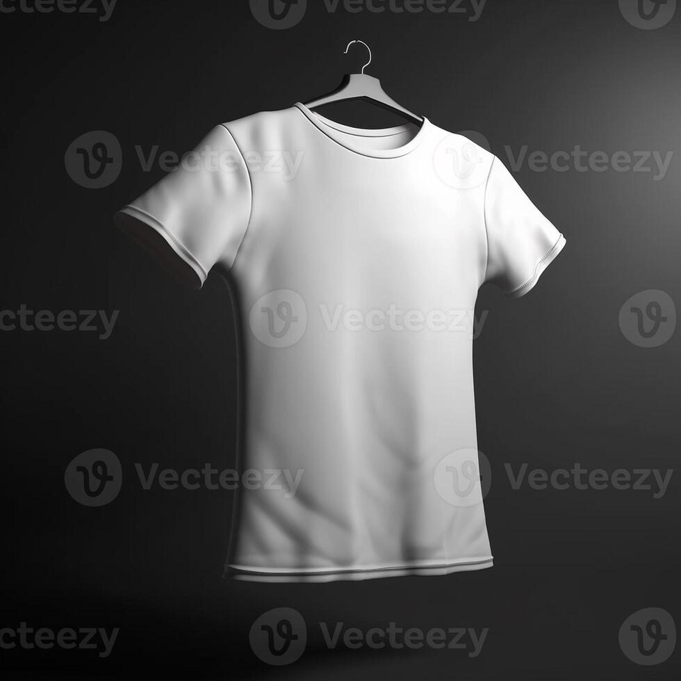 White t-shirt mockup isolated on grey background. 3d rendering artwork photo