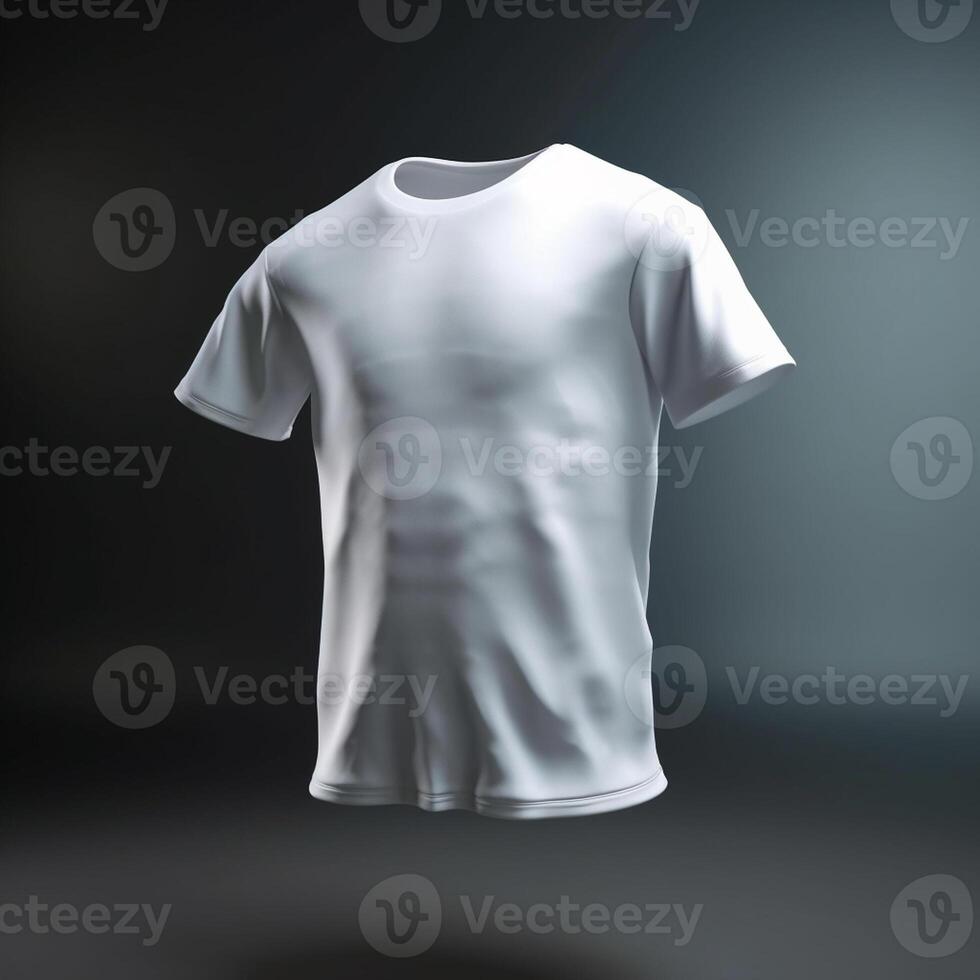 White t-shirt mockup isolated on grey background. 3d rendering artwork photo