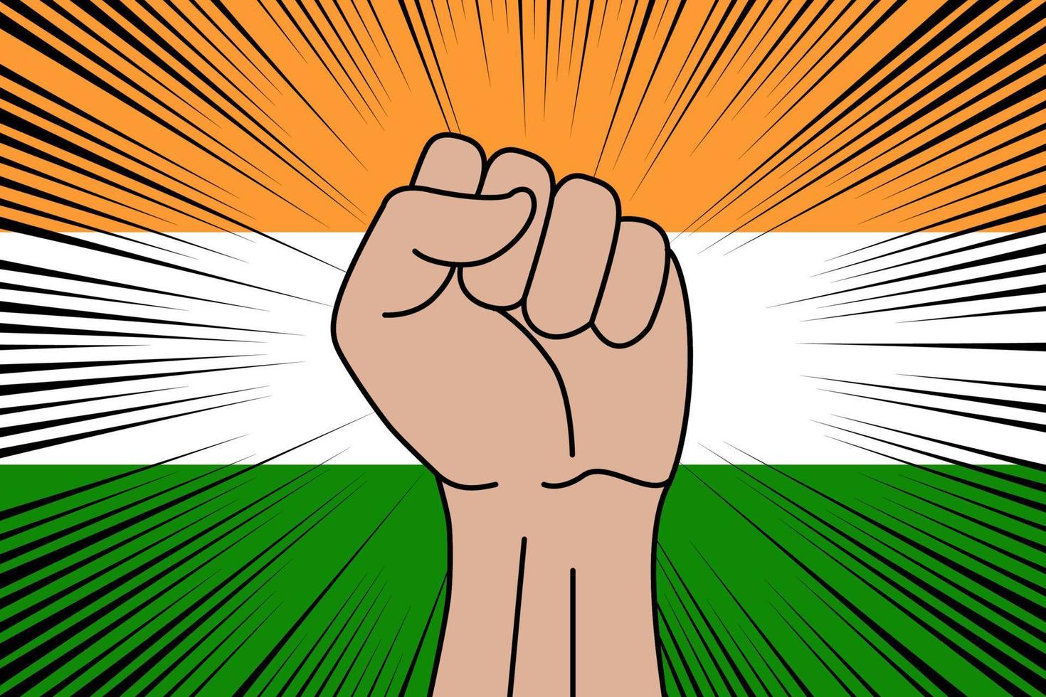 Human fist clenched symbol on flag of India vector