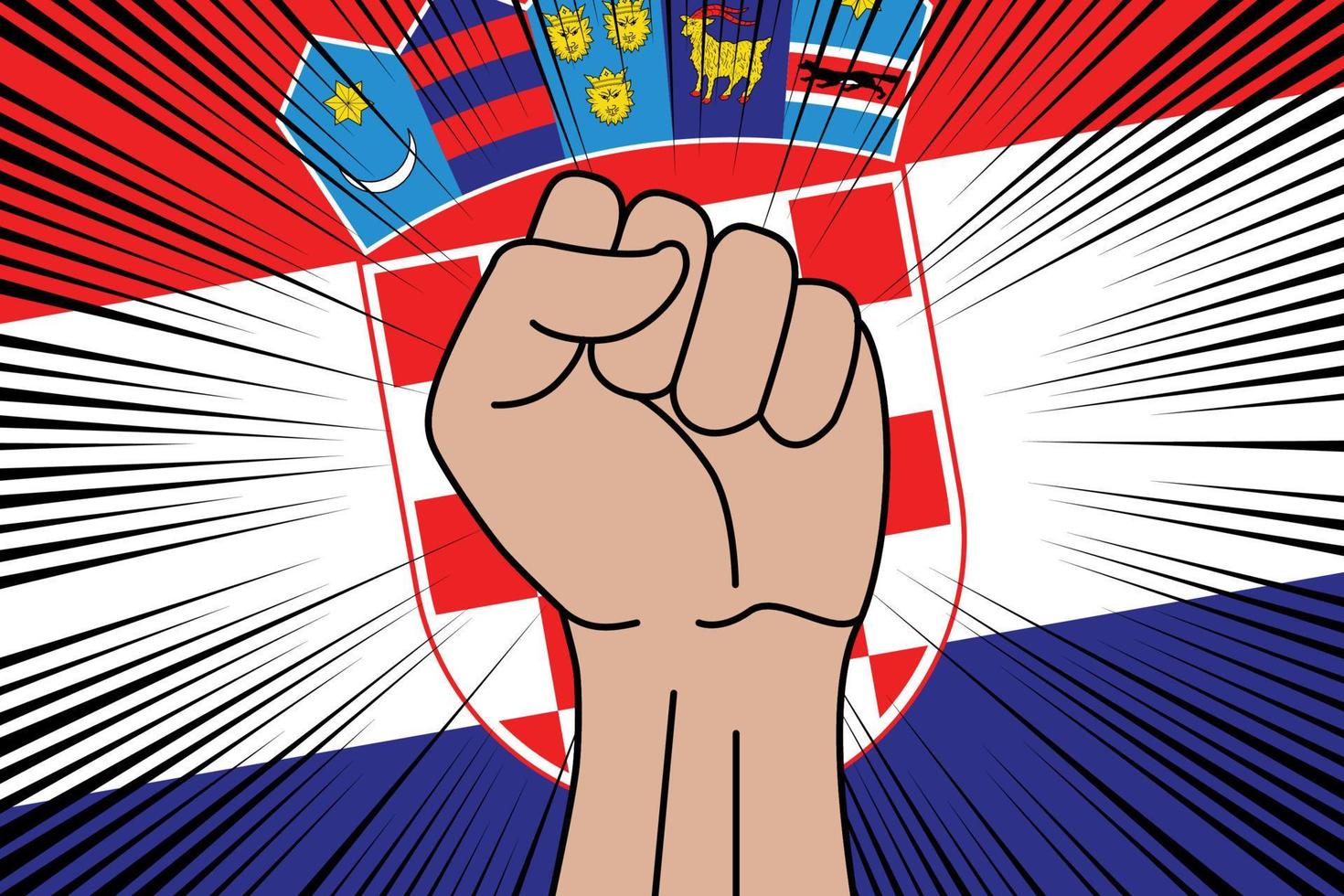 Human fist clenched symbol on flag of Croatia vector