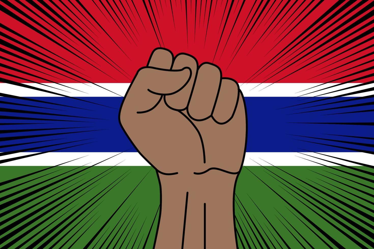 humano puño apretado símbolo en bandera de Gambia vector