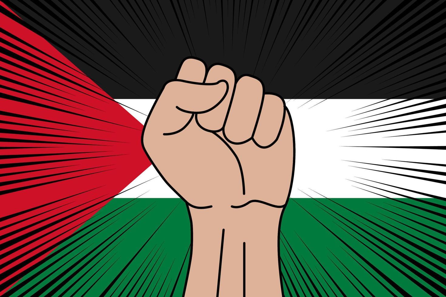 Human fist clenched symbol on flag of Palestine vector