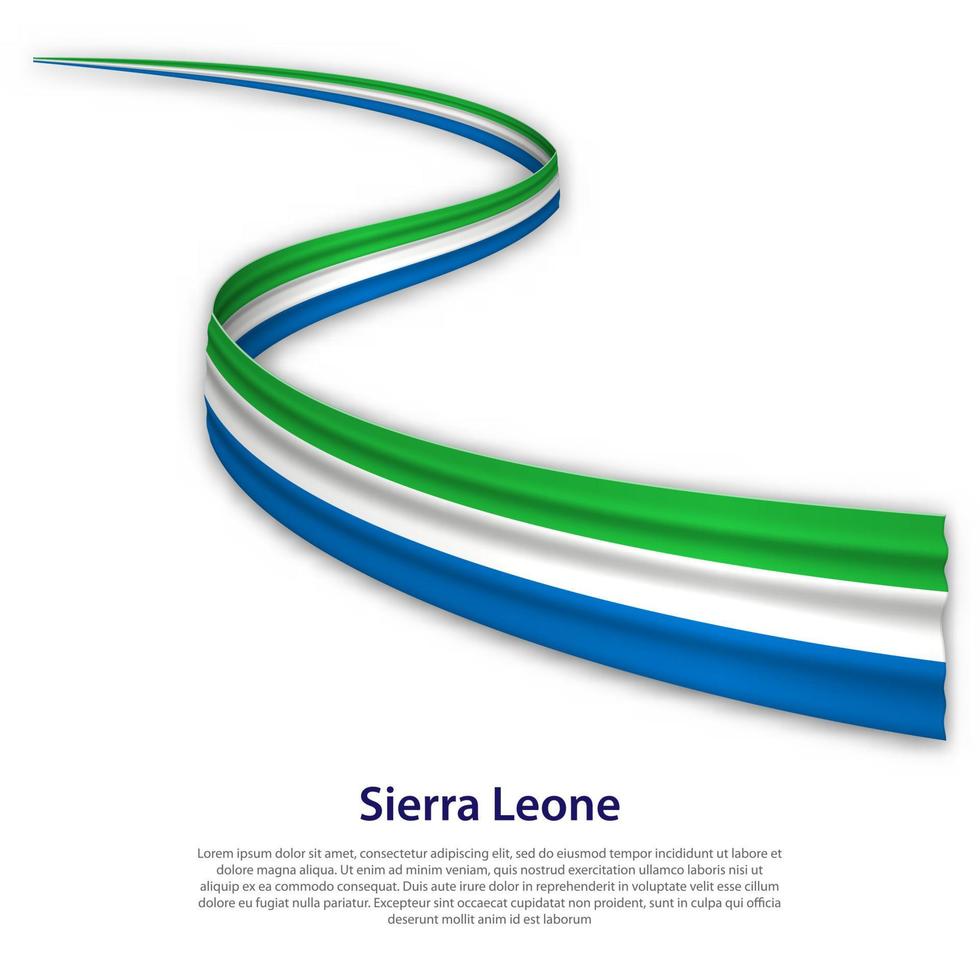 Waving ribbon or banner with flag of Sierra Leone vector