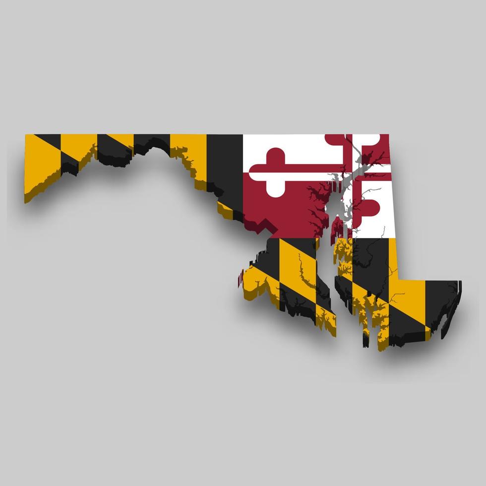 3d isometric Map of Maryland is a state of United States vector