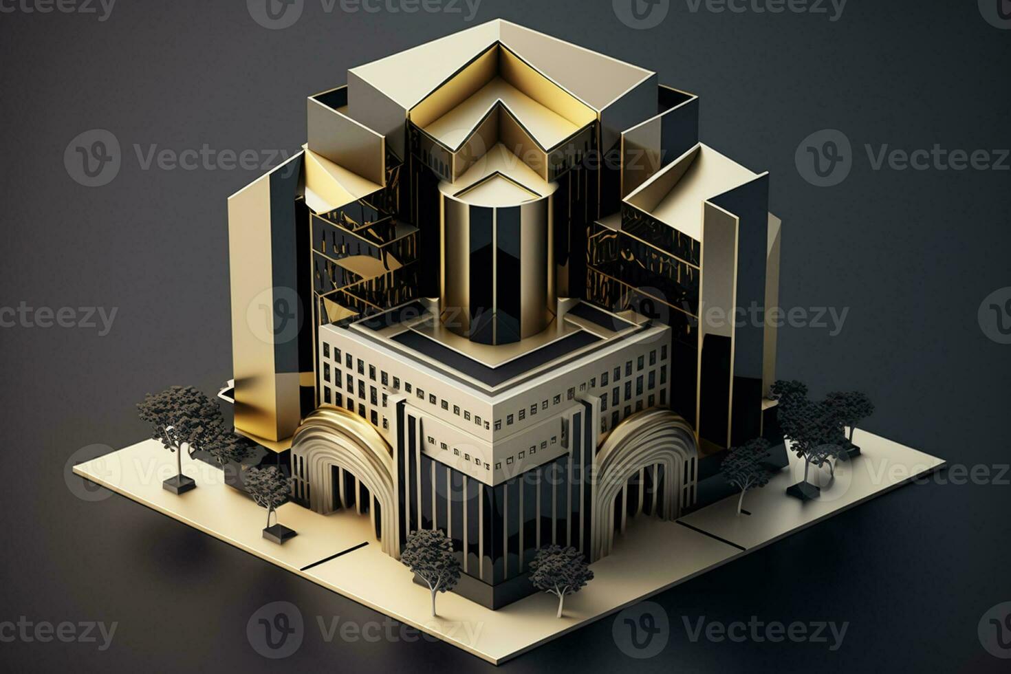 3D building Structure on a Surface, 3d real estate concept  AI-generated artwork photo