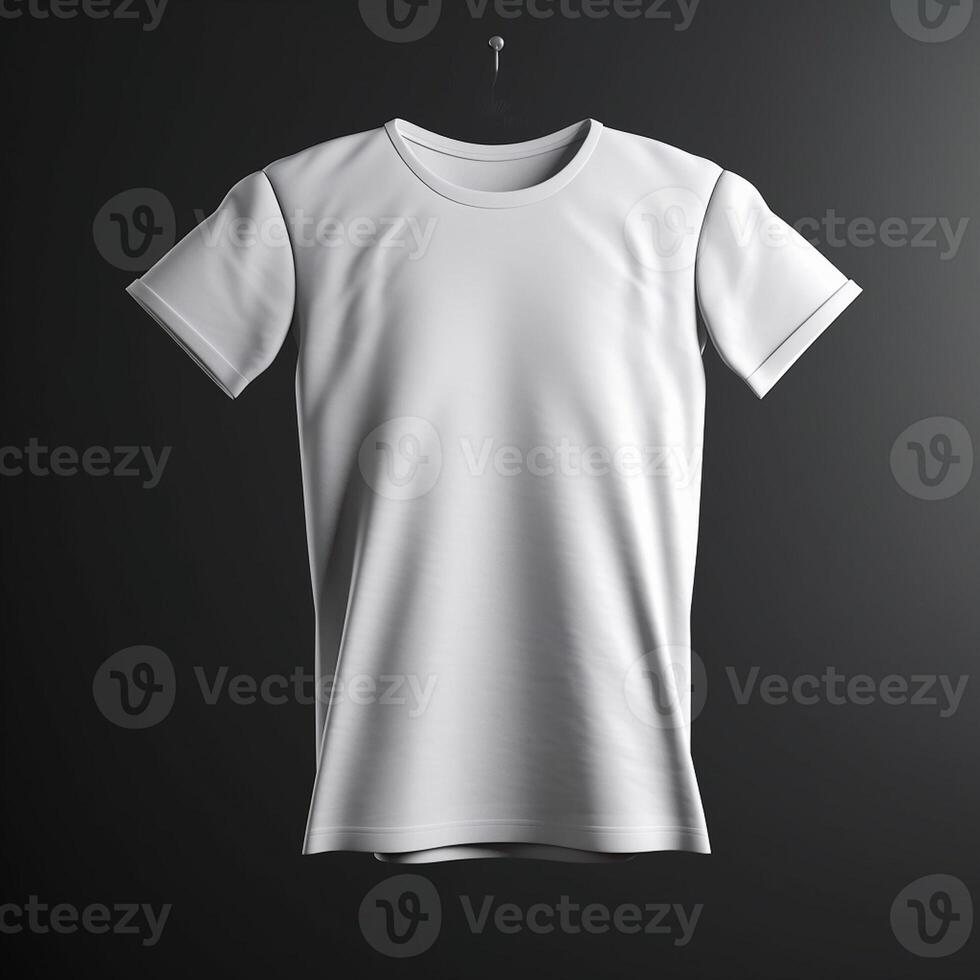 White t-shirt mockup isolated on grey background. 3d rendering artwork photo