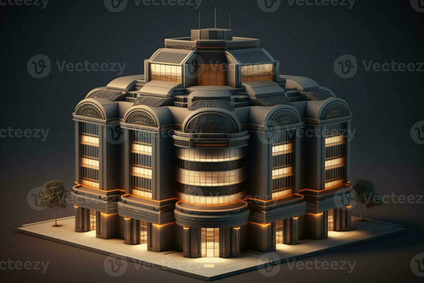 3d edificio estructura en un superficie, 3d real inmuebles concepto generado por ai obra de arte foto