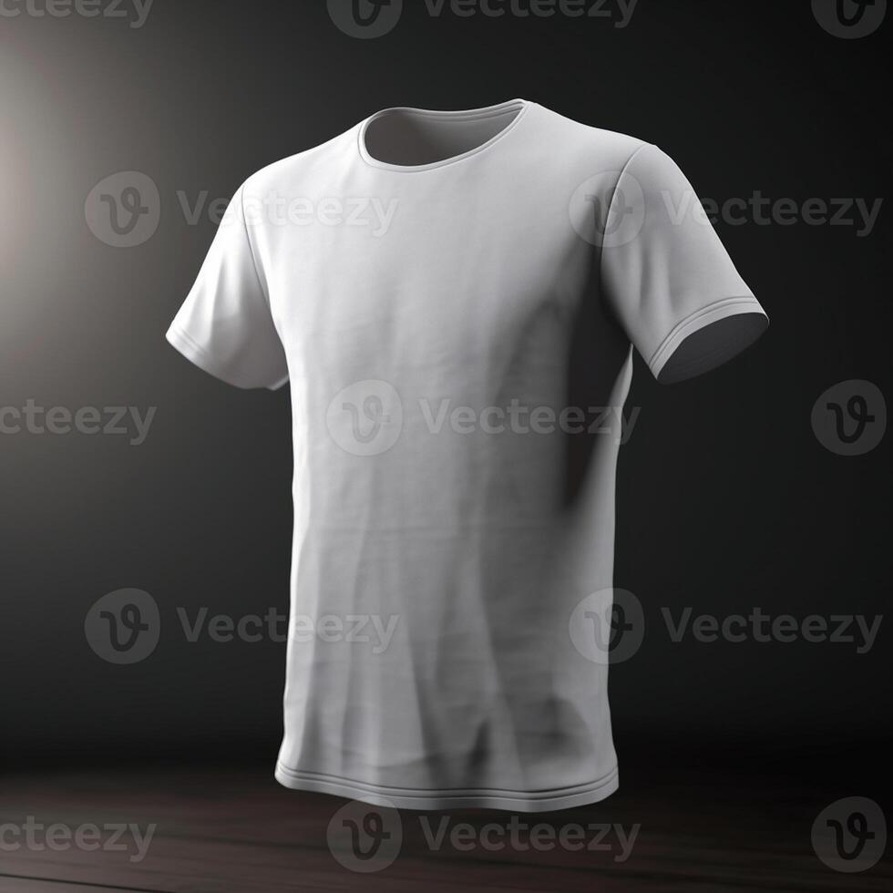 White t-shirt mockup isolated on grey background. 3d rendering artwork photo