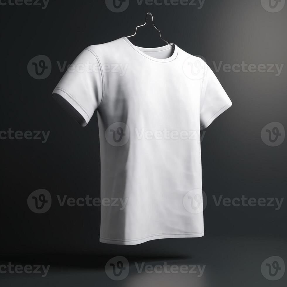 White t-shirt mockup isolated on grey background. 3d rendering artwork photo