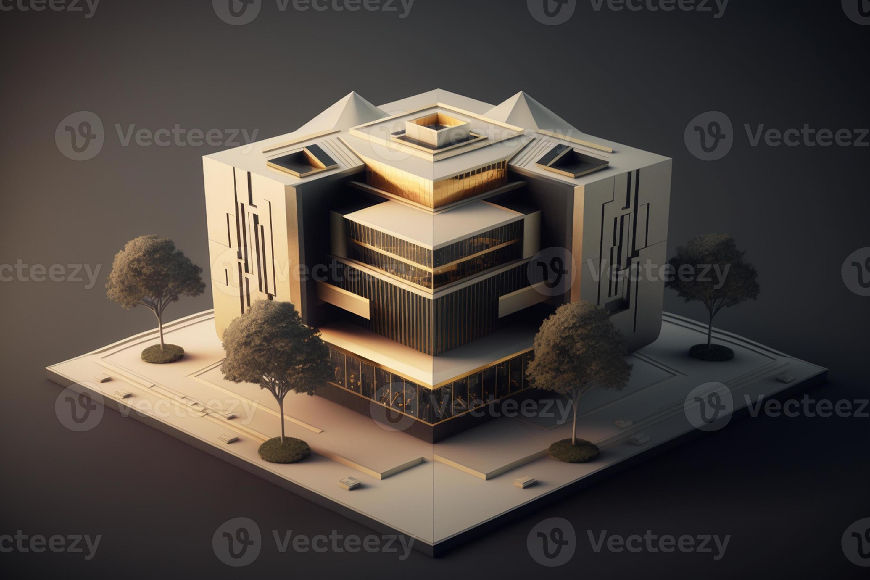 3D building Structure on a Surface, 3d real estate concept AI-generated