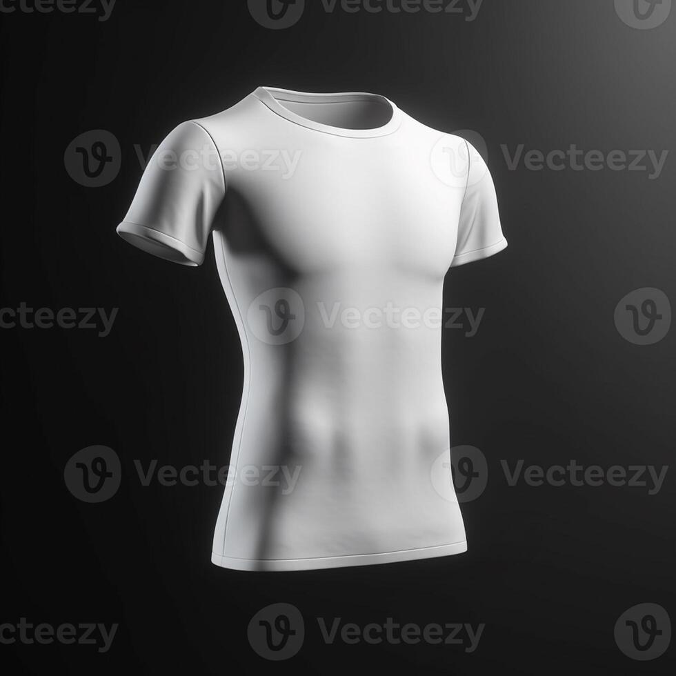 White t-shirt mockup isolated on grey background. 3d rendering artwork photo