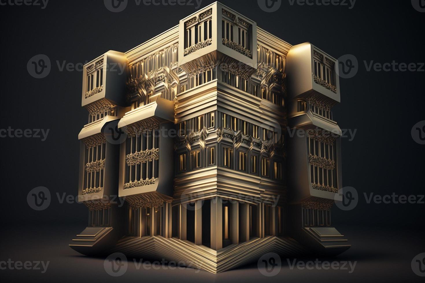 3D building Structure on a Surface, 3d real estate concept AI-generated