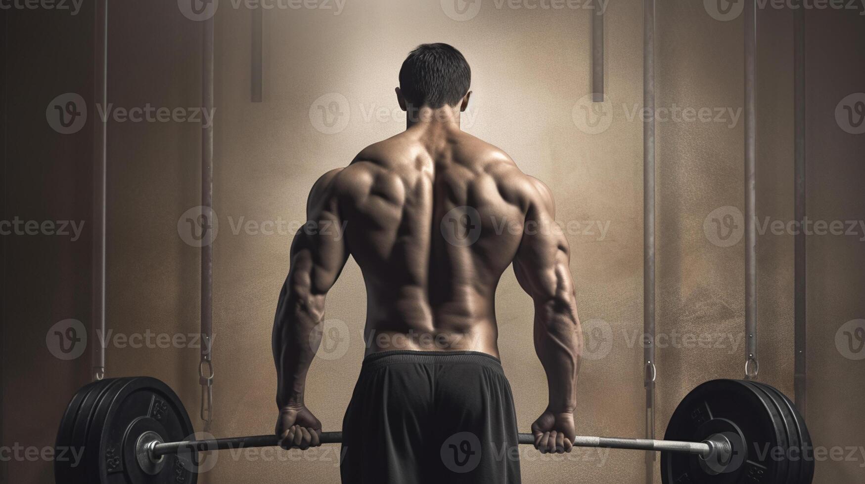 Handsome strong athletic men pumping up muscles workout bodybuilding concept background - muscular bodybuilder handsome men doing exercises in gym naked , artwork photo