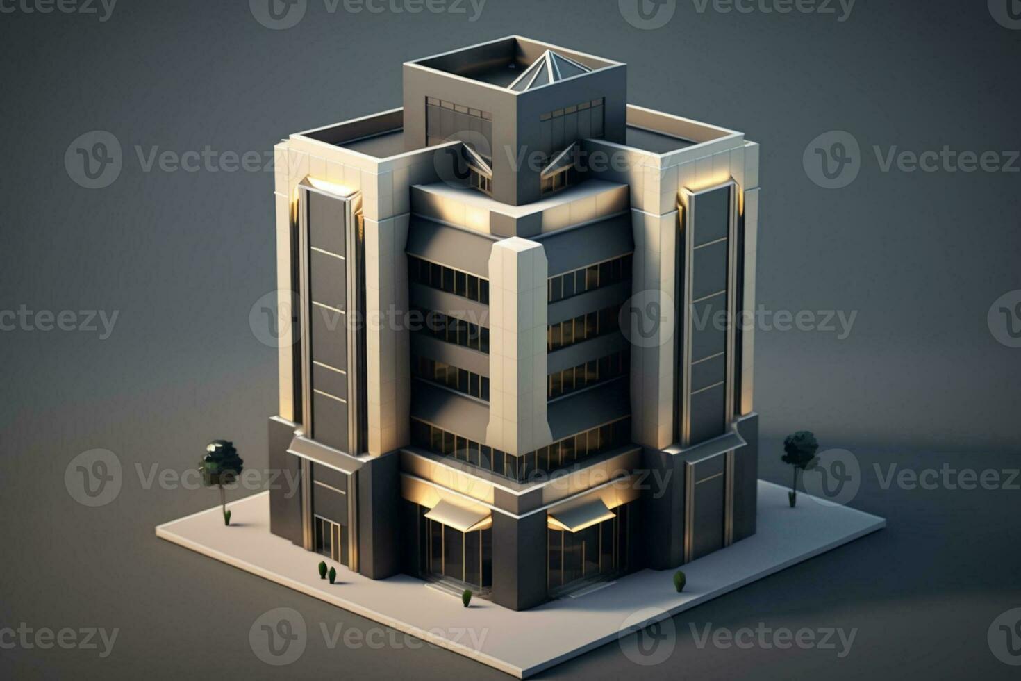 3d edificio estructura en un superficie, 3d real inmuebles concepto generado por ai obra de arte foto