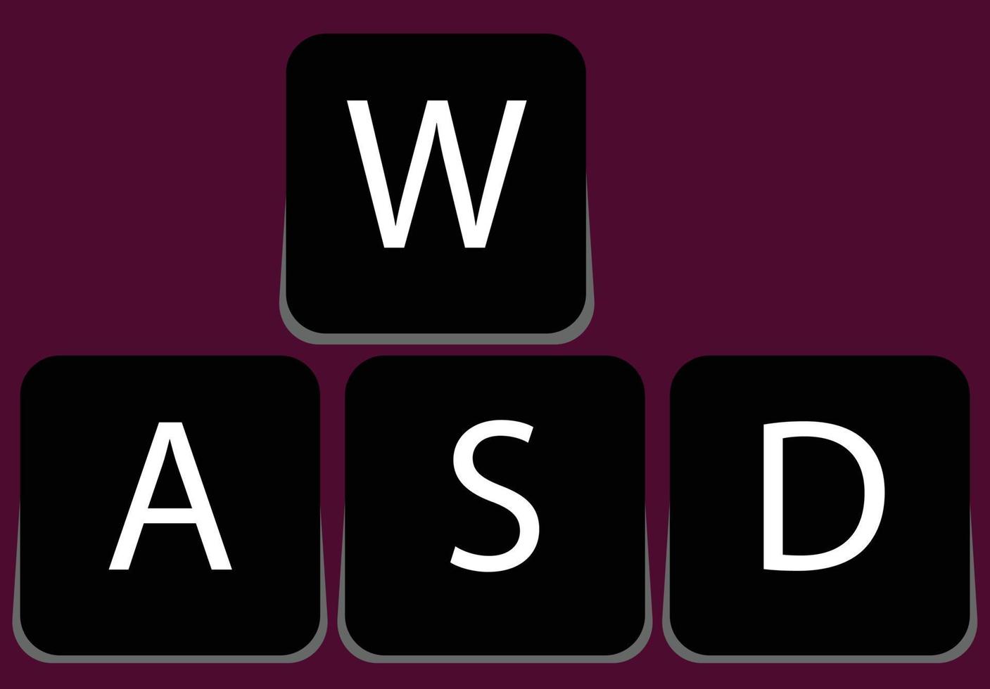 juego de azar teclado, juego de azar llaves un y w y s y d, frambuesa color y negro degradado, juego de azar teclado vector ilustración, bueno para social medios de comunicación y juego de azar club y jugadores y pegatina y imprimir, wasd