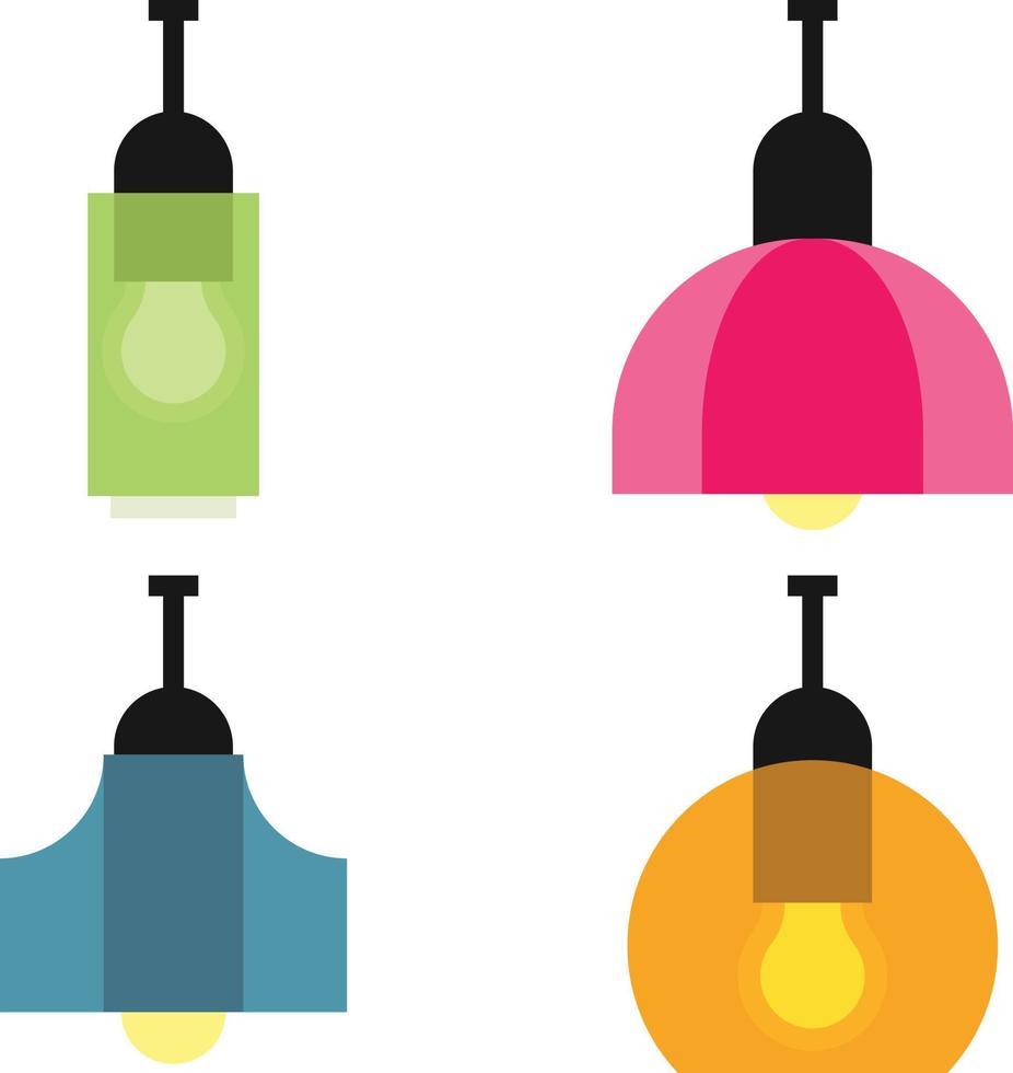 Various Types Of Lamps, Vector Graphics