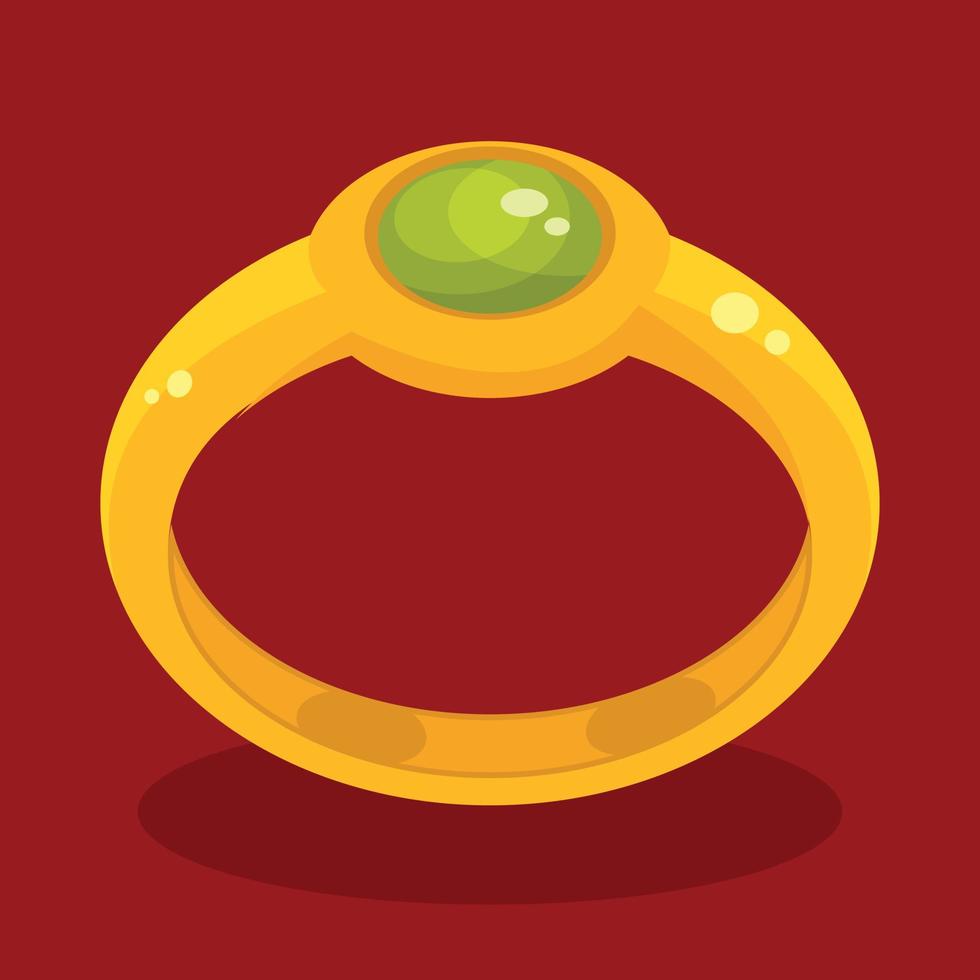 ilustración de un oro anillo con verde precioso Roca vector