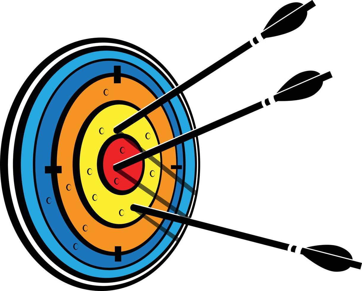 Colored Illustration Of Arrows Hitting A Target vector