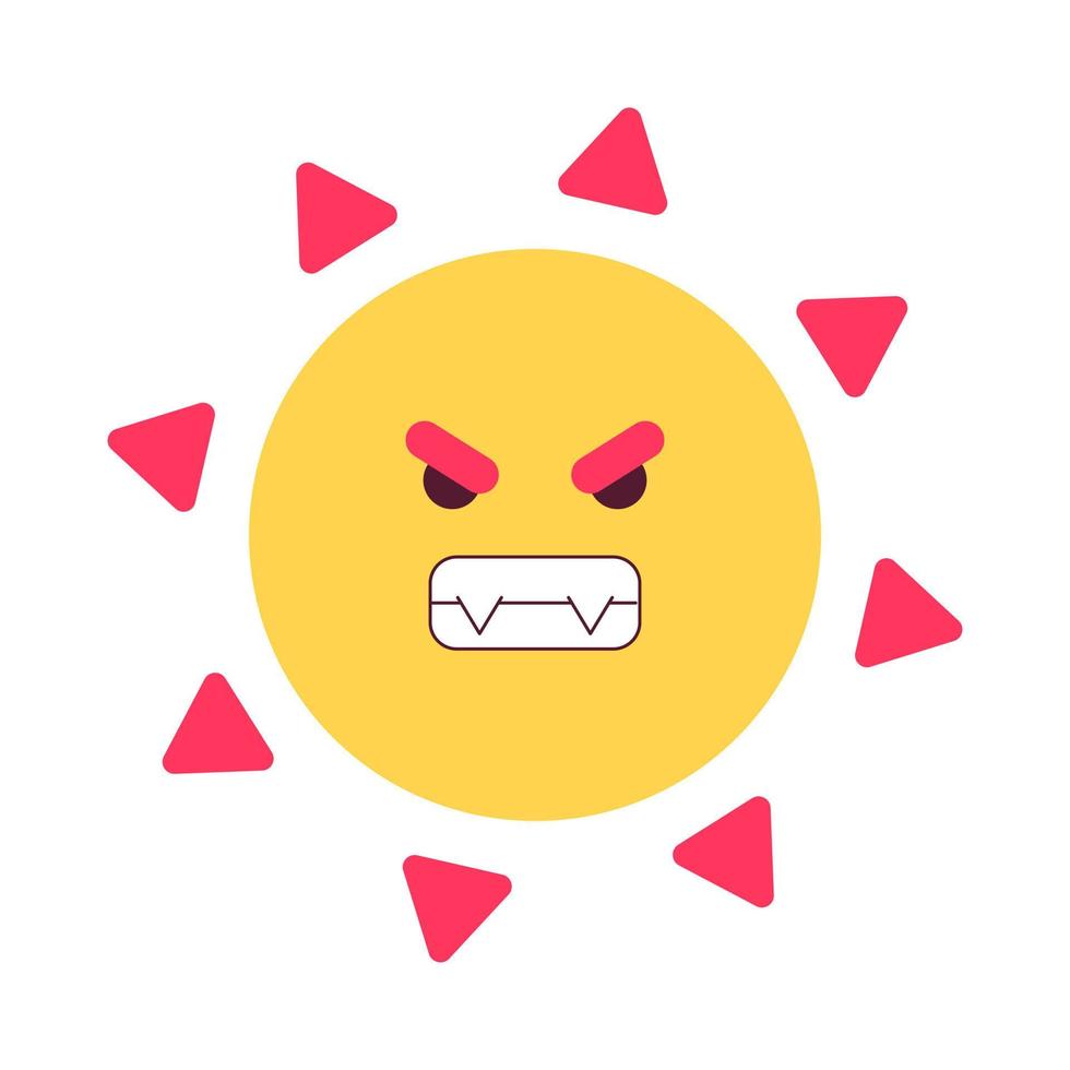 Dangerous summer sun semi flat colorful vector character. Excessive ultraviolet exposure. Editable full sized icon on white. Simple cartoon spot illustration for web graphic design and animation