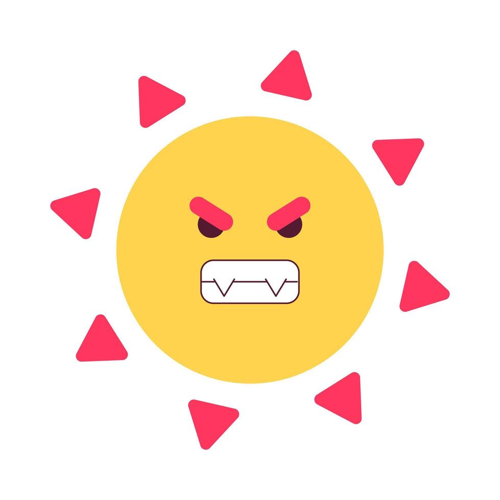 Dangerous summer sun semi flat colorful vector character. Excessive ultraviolet exposure. Editable full sized icon on white. Simple cartoon spot illustration for web graphic design and animation