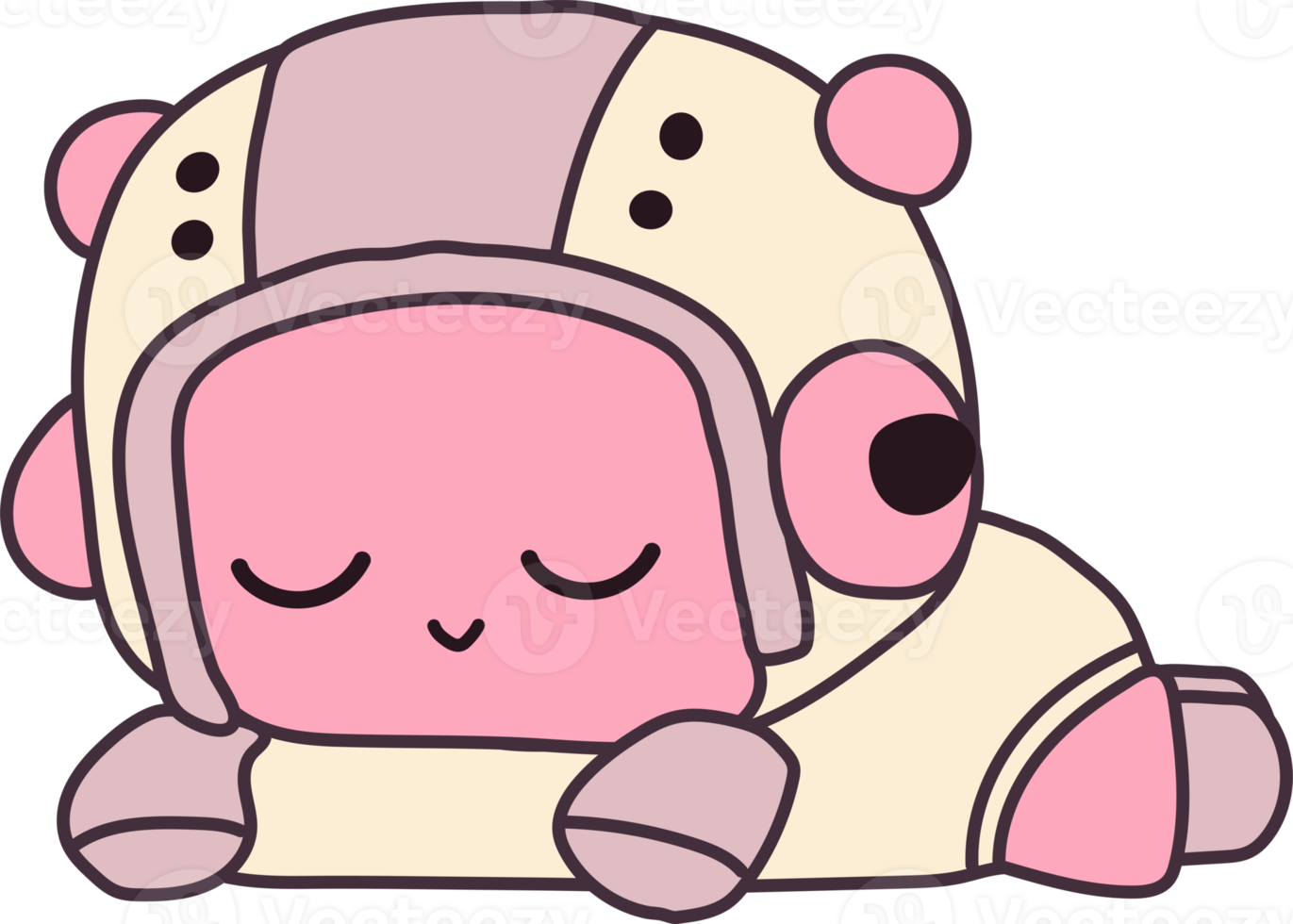 Robot. Cute artificial robotic character sleeps. Hand drawn. Futuristic retro androids. Cartoon style. I png