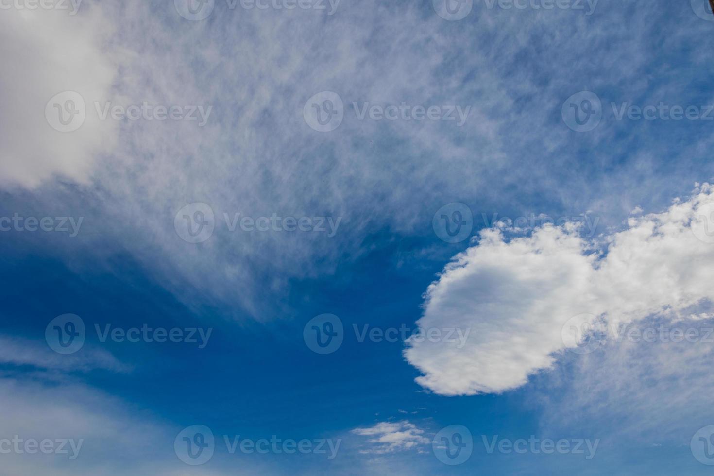 natural blue sky background on a sunny day with  clouds photo